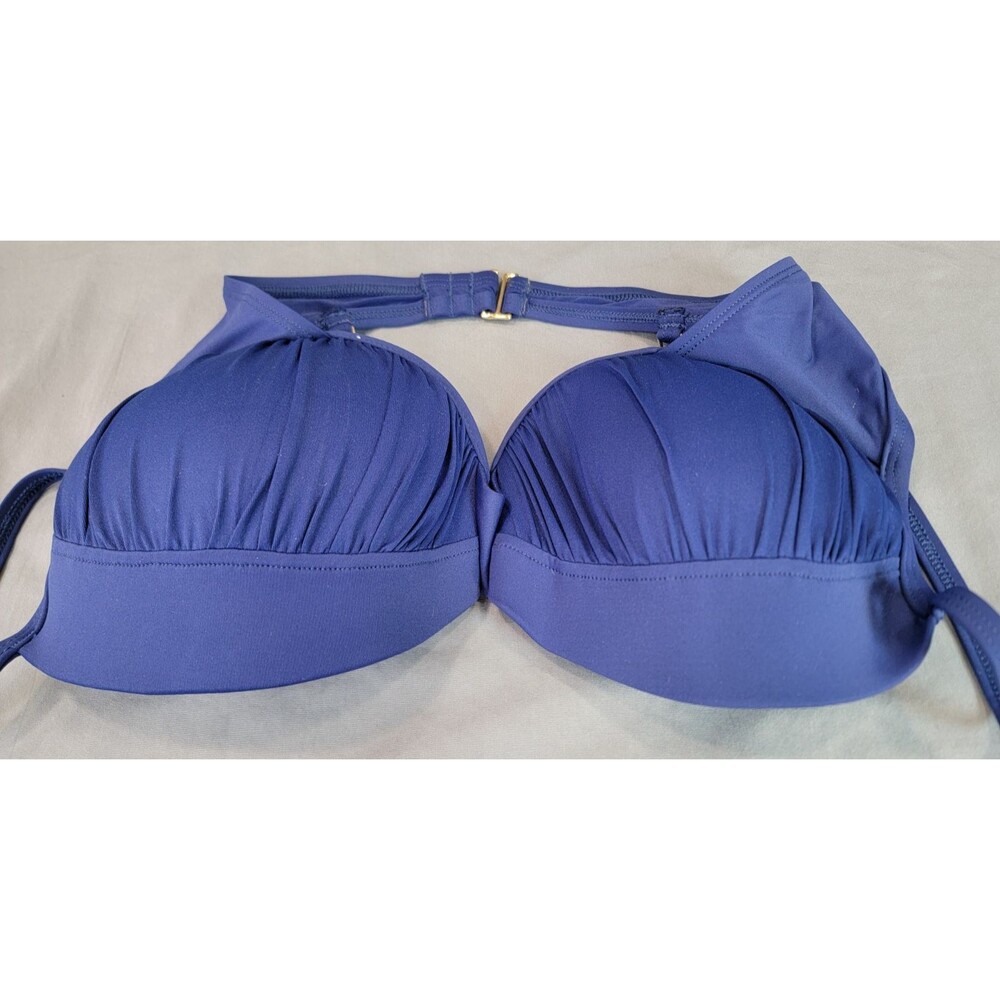 La Blanca Bikini Top 38D Blue Underwire Swim Top Adjustable Straps - Picture 3 of 5